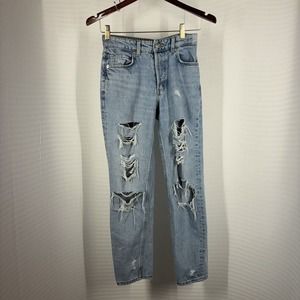 H&M &Denim Women's Size 0 Boyfriend Distressed Low Rise 100% Cotton Jeans